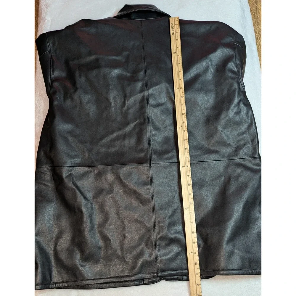 Levis Mens Recycled Leather Shirt Jacket Black Button Front A32500001 Size L NEW - Picture 10 of 13